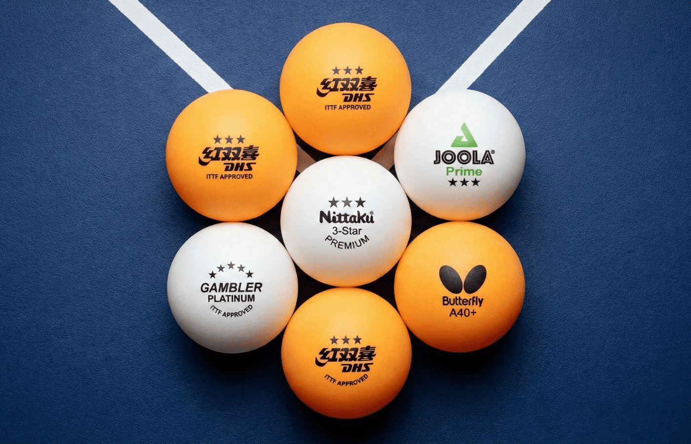 The best ping pong balls on a table.