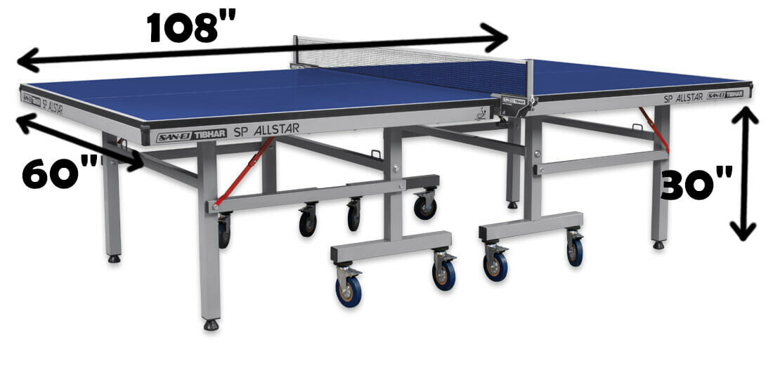 Table tennis shop table size olympics