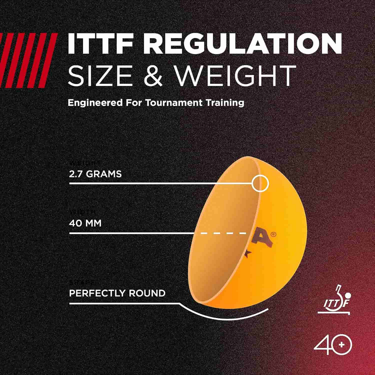 ping pong ball size and weight