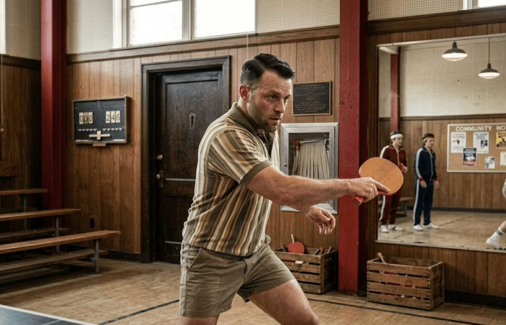 A ping pong player from the 1960s.